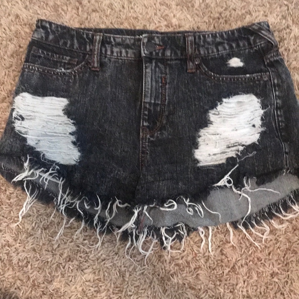 Black denim cut off shorts
